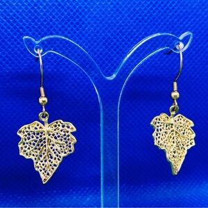 Gold plated fall leaf earrings 812